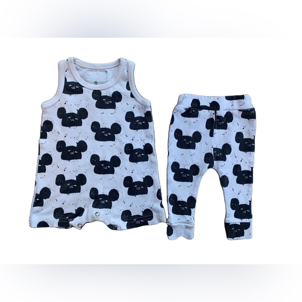 Modern Burlap 0-3 Month Organic Tank Romper And Cozy Pant Set